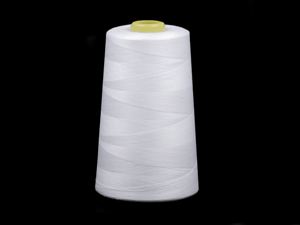 Polyesterové nitě pro overlocky i klasické šití návin 5000 yards PES 40/2, barva 502 White