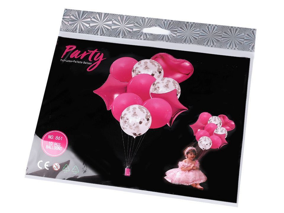 Nafukovací balónky s konfetami sada, barva 2 růžová pink