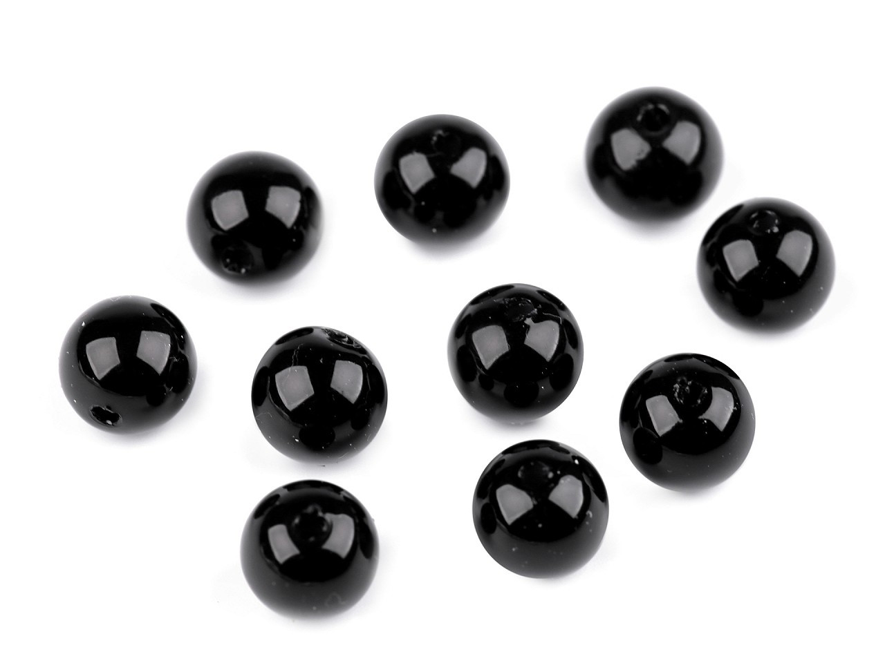 Plastové voskové korálky / perly Glance Ø10 mm, barva F75 černá