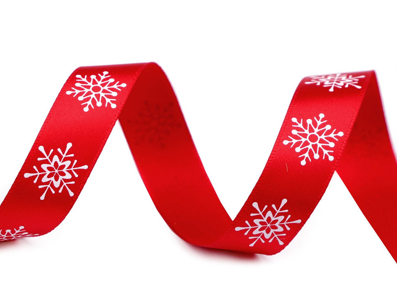 Vánoční stuha metalická vločky šíře 16 mm, barva 3 červená