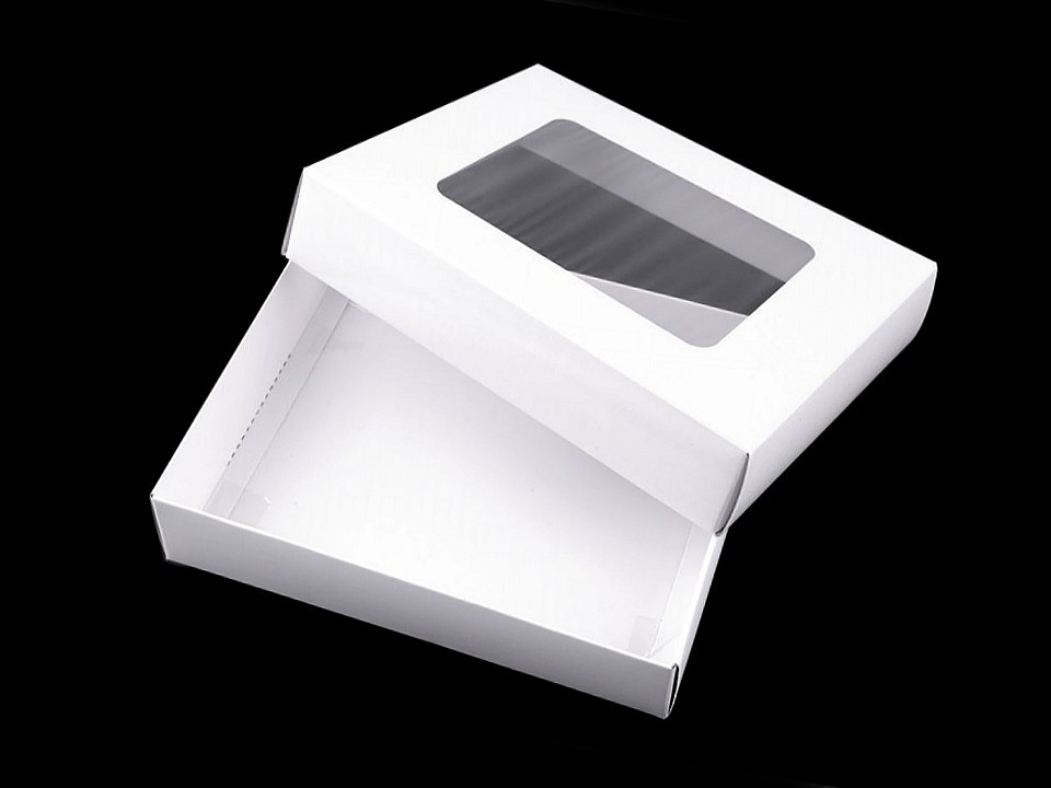 Papírová krabice s průhledem, barva 2 bílá