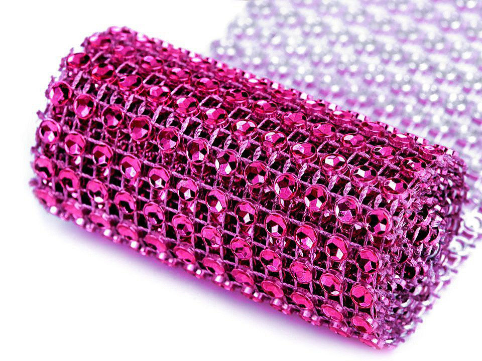 Diamantový pás / borta šíře 58 mm, barva 14 pink