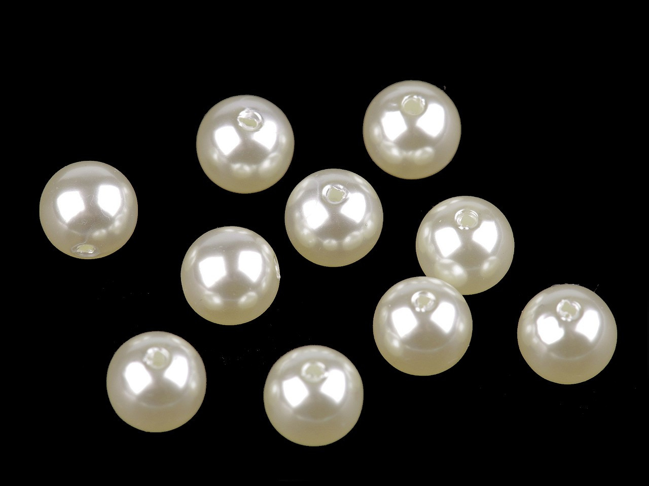 Plastové voskové korálky / perly Glance Ø10 mm, barva F1 perlová