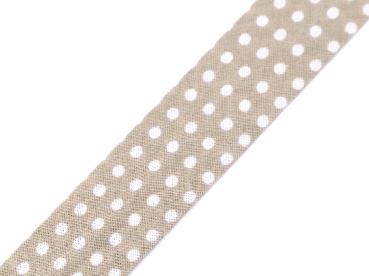 Šikmý proužek bavlněný puntík, káro, hvězdy, jemný proužek šíře 20 mm zažehlený, barva 380798/3 béžová puntíky
