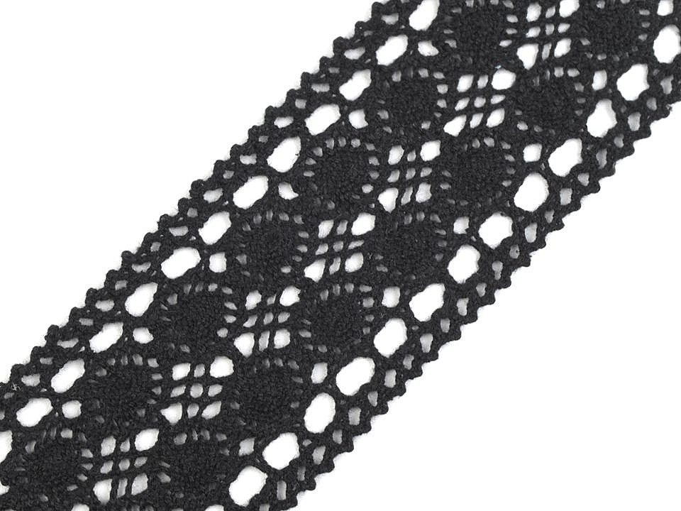 Krajka / vsadka paličkovaná šíře 50 mm, barva 5 černá