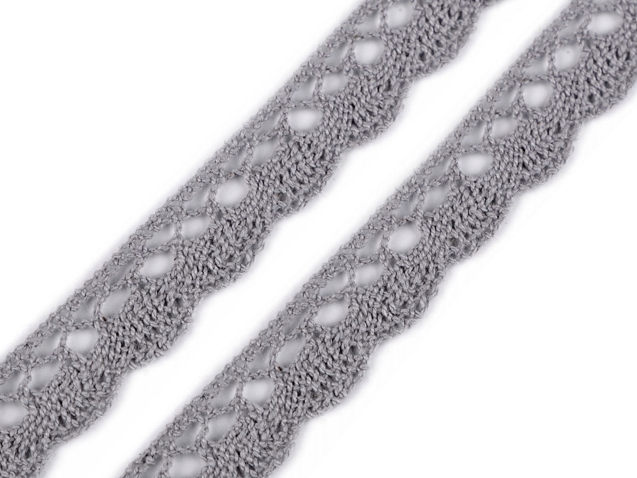 Bavlněná krajka šíře 15 mm paličkovaná, barva 17 šedá
