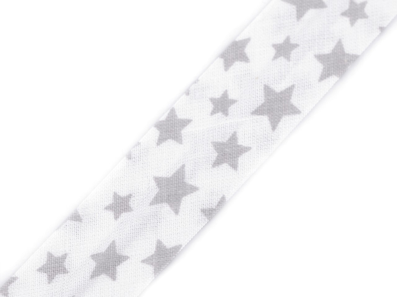 Šikmý proužek bavlněný puntík, káro, hvězdy, jemný proužek šíře 20 mm zažehlený, barva 380904/1 bílá hvězdy