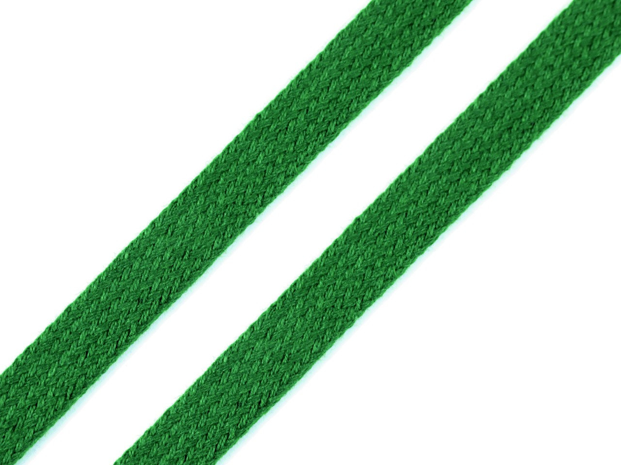 Bavlněná šňůra plochá / dutinka šíře 12 mm, barva 8845 zelená irská