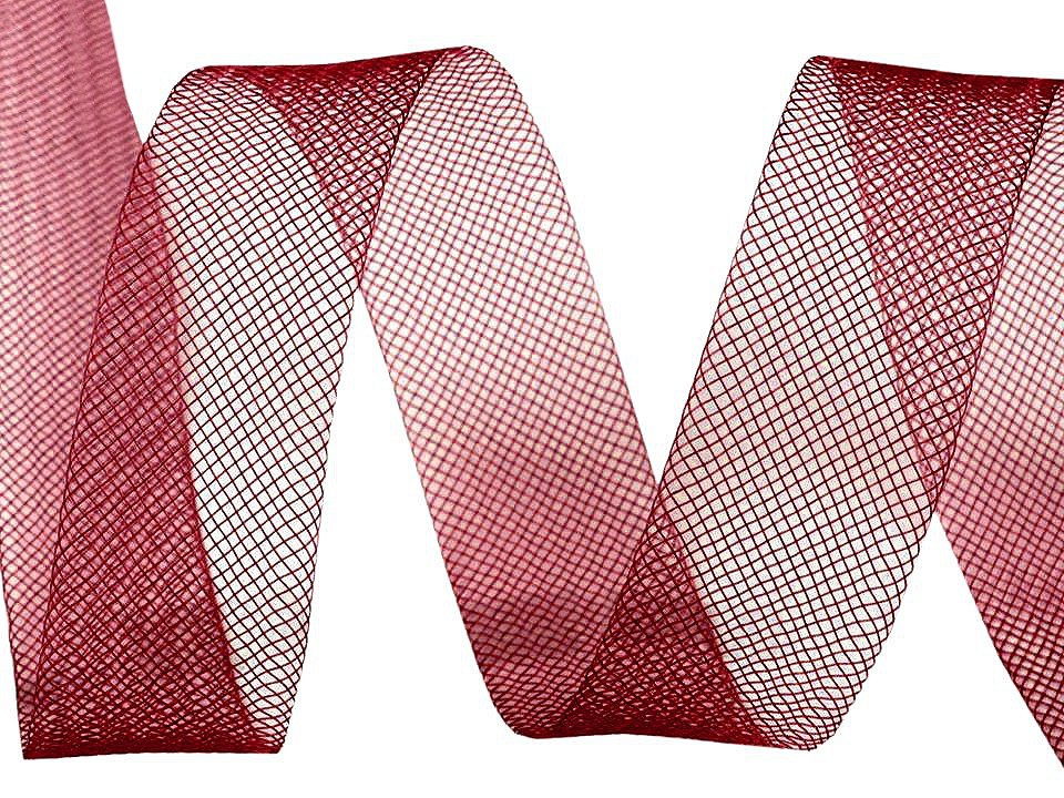 Modistická krinolína na vyztužení šatů a výrobu fascinátorů šíře 1,5 cm, barva 10 (CC18) červená tmavá