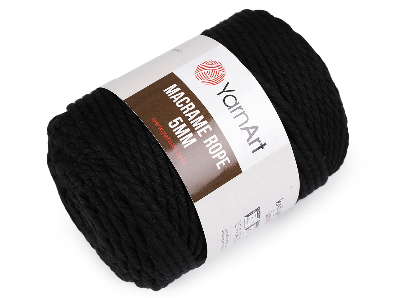 Pletací příze Macrame Rope 5 mm 500 g, barva 7 (750) černá