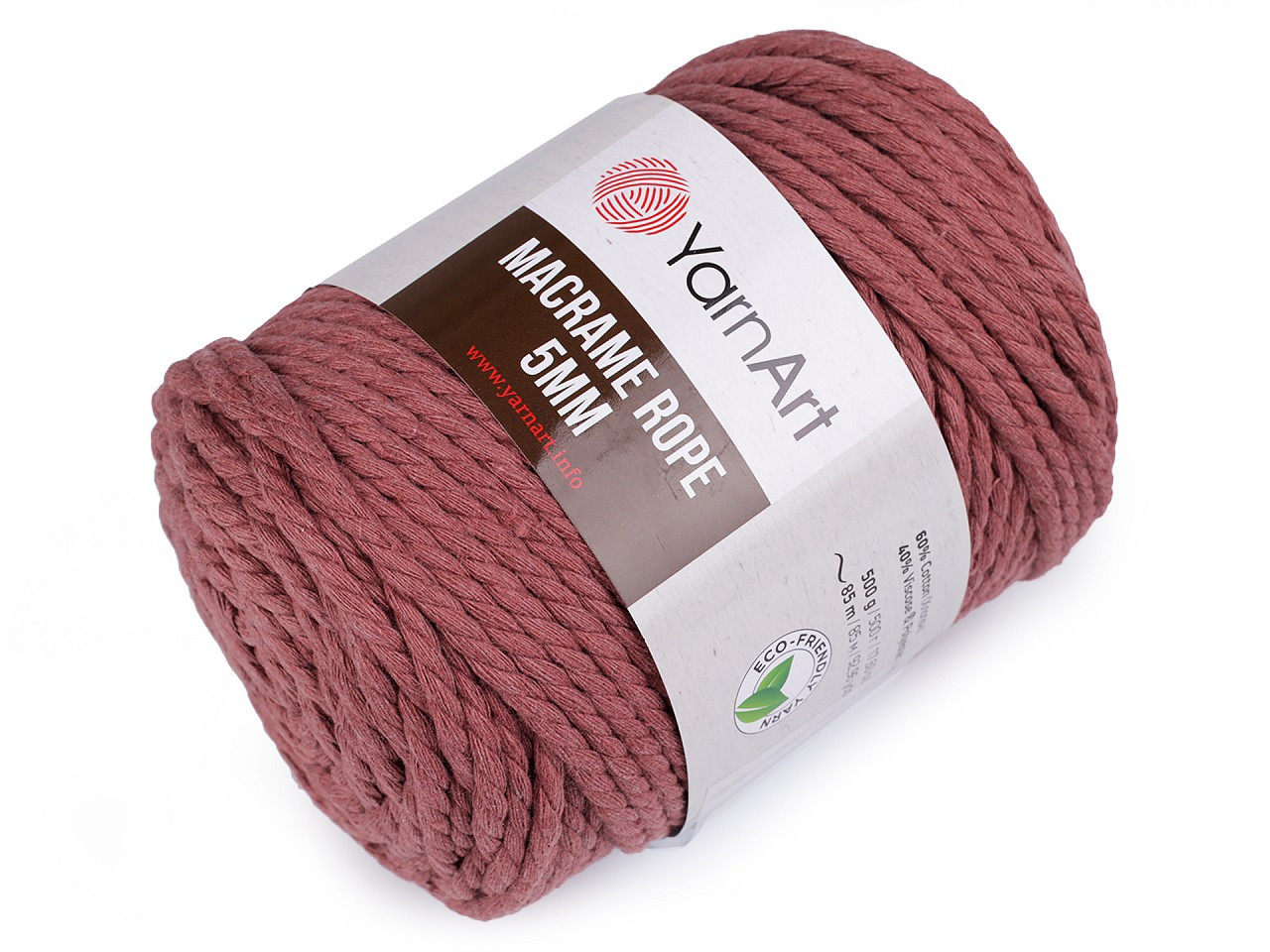 Pletací příze Macrame Rope 5 mm 500 g, barva 5 (792) starorůžová