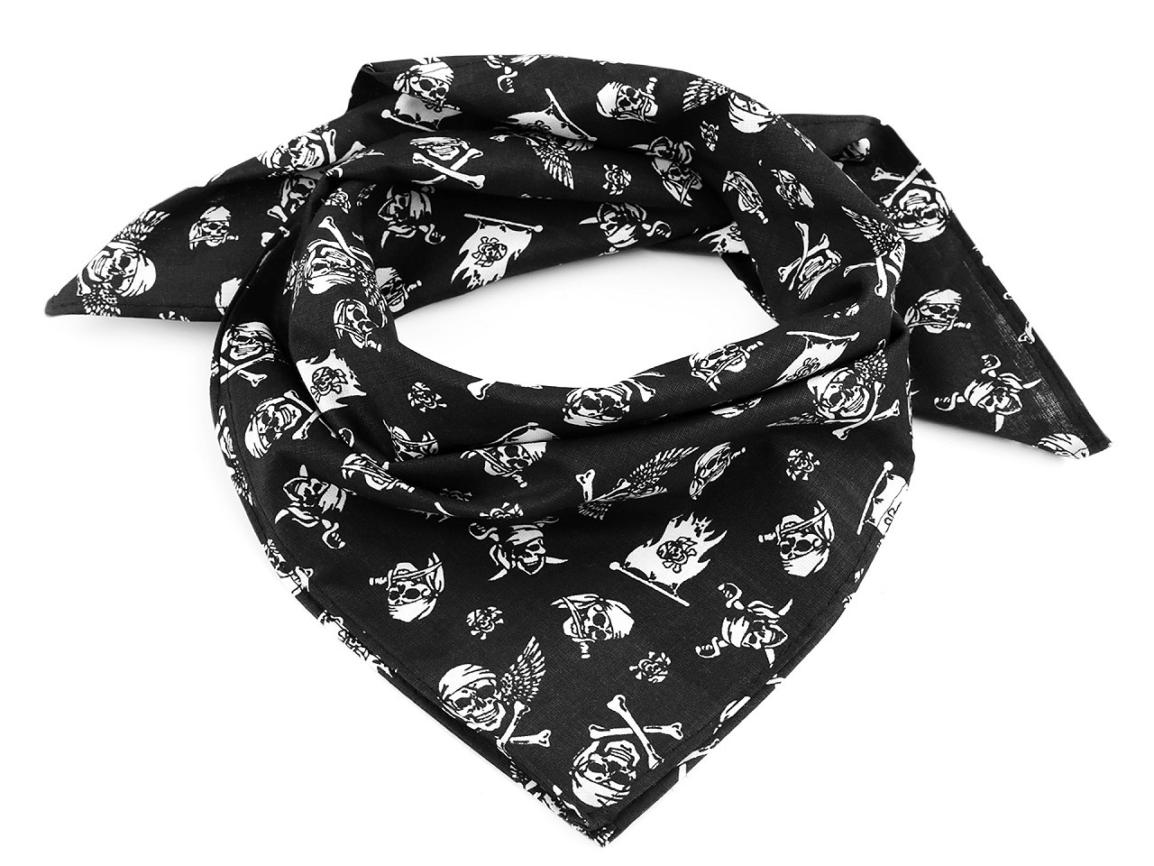 Bavlněný šátek pirát 65x65 cm, barva 8 (bsd232) černá pirát