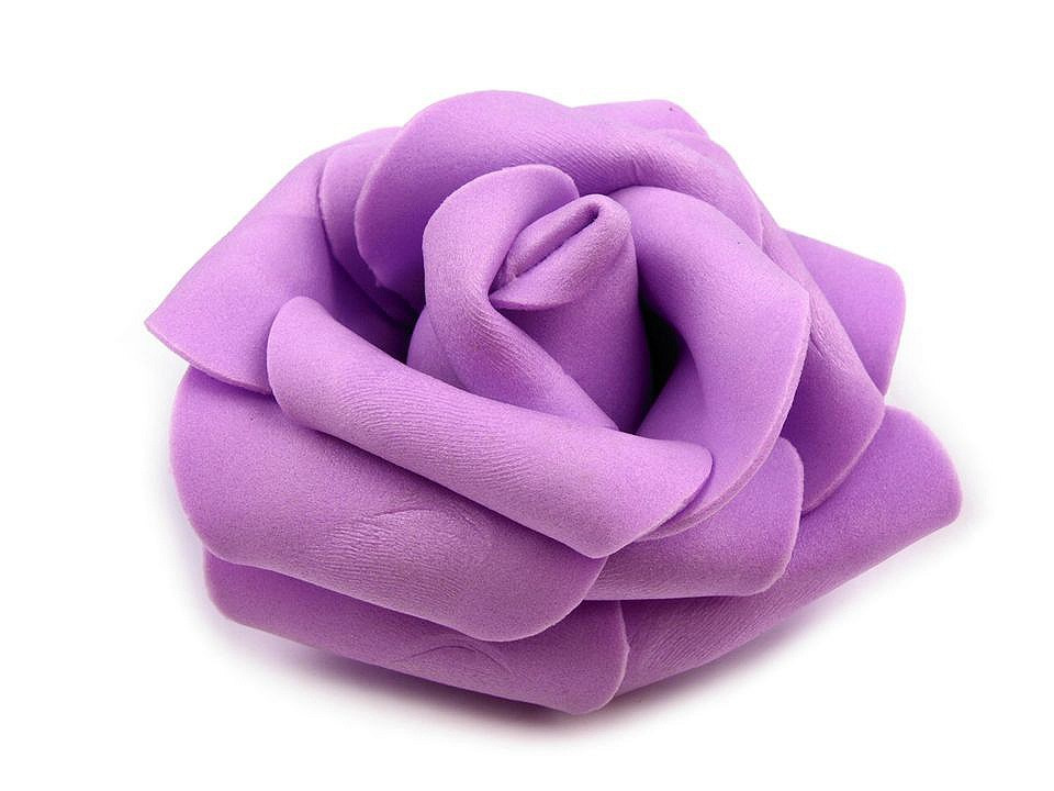 Dekorační pěnová růže Ø6 cm, barva 4 fialová lila