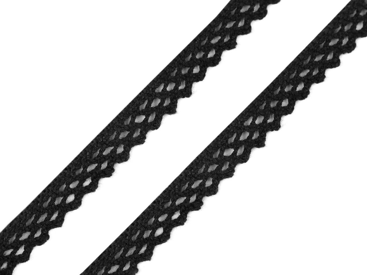 Bavlněná krajka paličkovaná šíře 12 mm, barva 6 černá