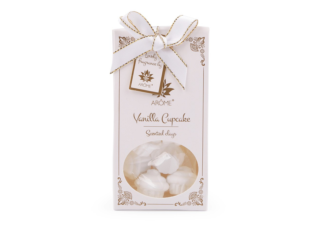 Vonné jíly v dárkové krabičce - anděl, růže, levandule, barva 7 (Vanilla Cupcake) bílá cupcake