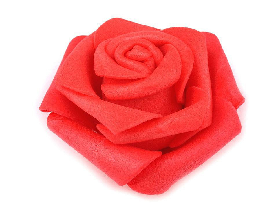 Dekorační pěnová růže Ø6 cm, barva 5 červená výrazná