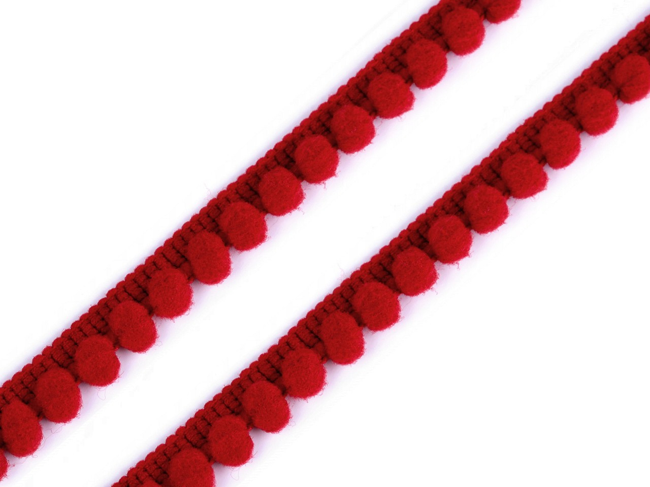 Prýmek šíře 11 mm s bambulkami Ø5 mm, barva 15 červená