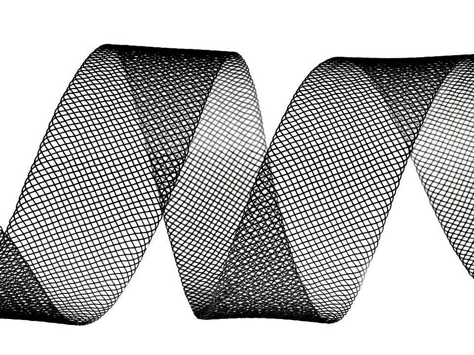 Modistická krinolína na vyztužení šatů a výrobu fascinátorů šíře 1,5 cm, barva 6 (CC16) černá