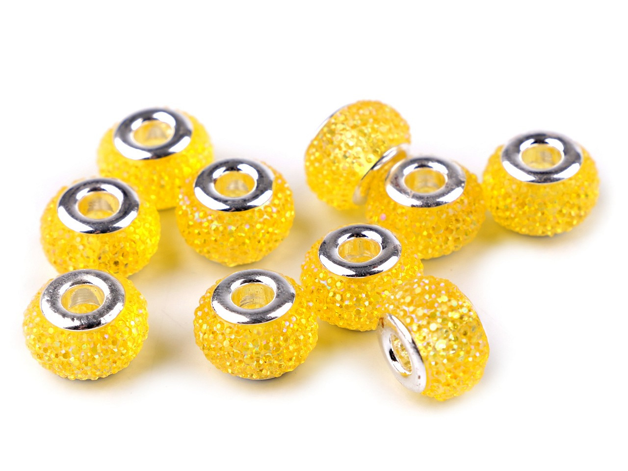 Plastové korálky s velkým průvlekem / plavkové 9x14 mm, barva 17 (038) žlutá světlá