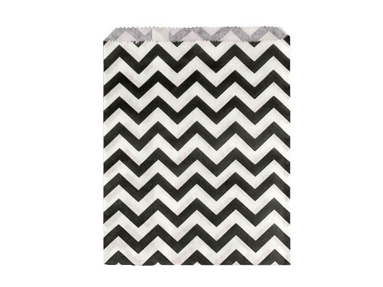 Papírový sáček chevron, puntík 13x17 cm, barva 1 bílo-černá chevron