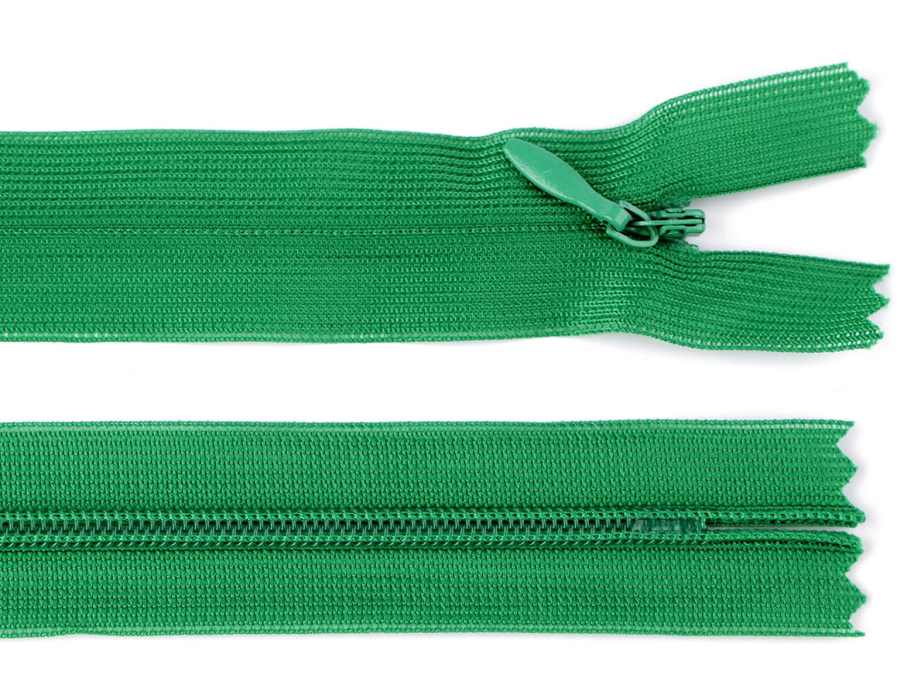 Spirálový zip skrytý šíře 3 mm délka 40 cm dederon, barva 243 zelené kapradí
