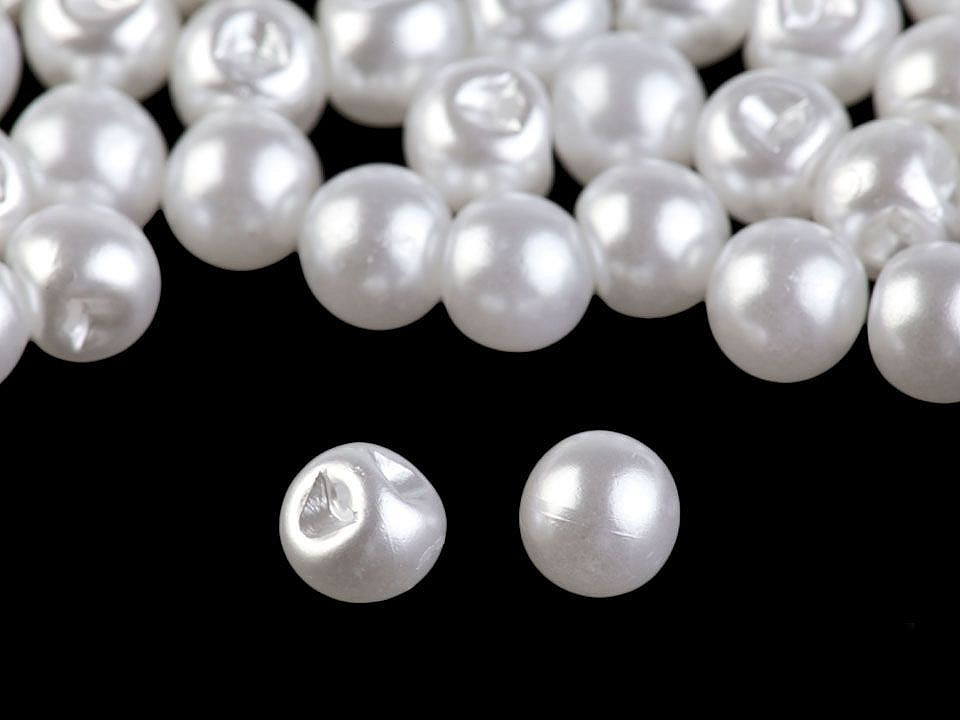 Perla k našití / knoflík Ø6 mm, barva 1 bílá perleť
