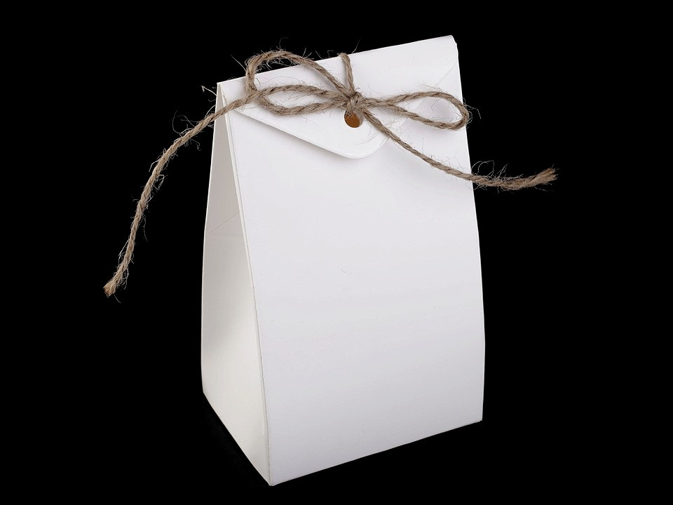 Fotografie Papírová krabička s provázkem, barva bílá mléčná