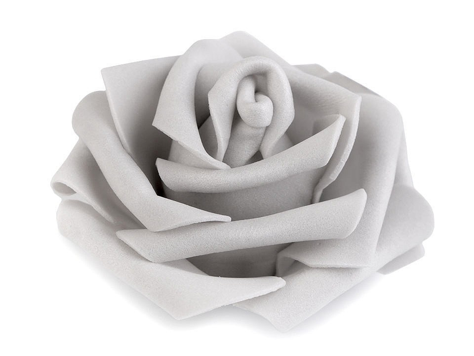 Dekorační pěnová růže Ø6 cm, barva 9 šedá nejsv.
