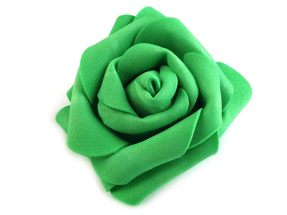 Dekorační pěnová růže Ø6 cm, barva 8 zelená pastelová