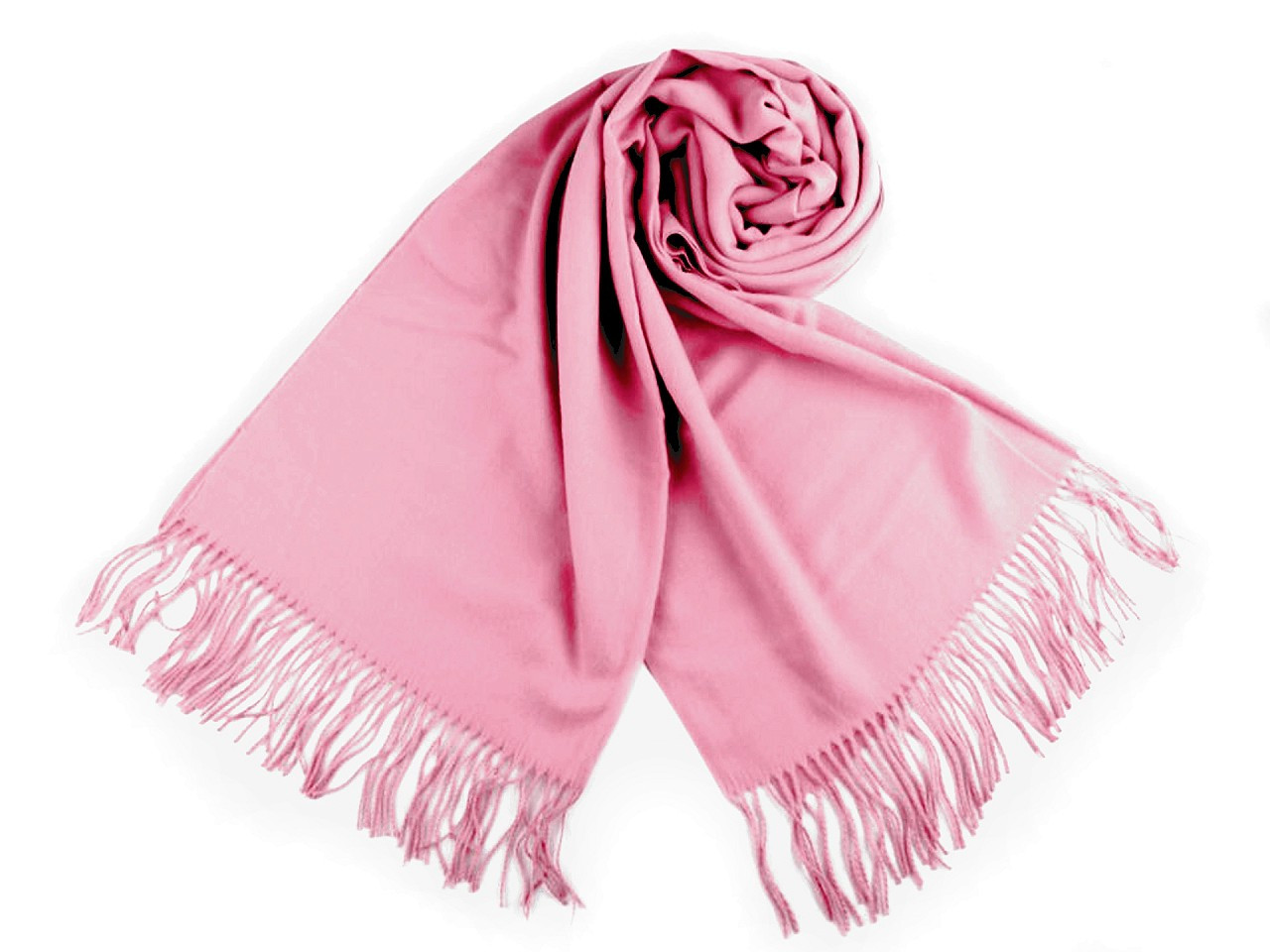 Šátek / šála typu pashmina s třásněmi 65x180 cm, barva 31 růžová střední