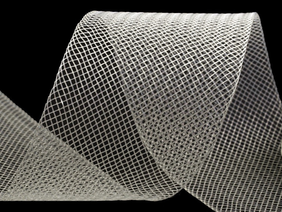 Modistická krinolína na vyztužení šatů a výrobu fascinátorů šíře 5 cm, barva 2 (CC33) transparent