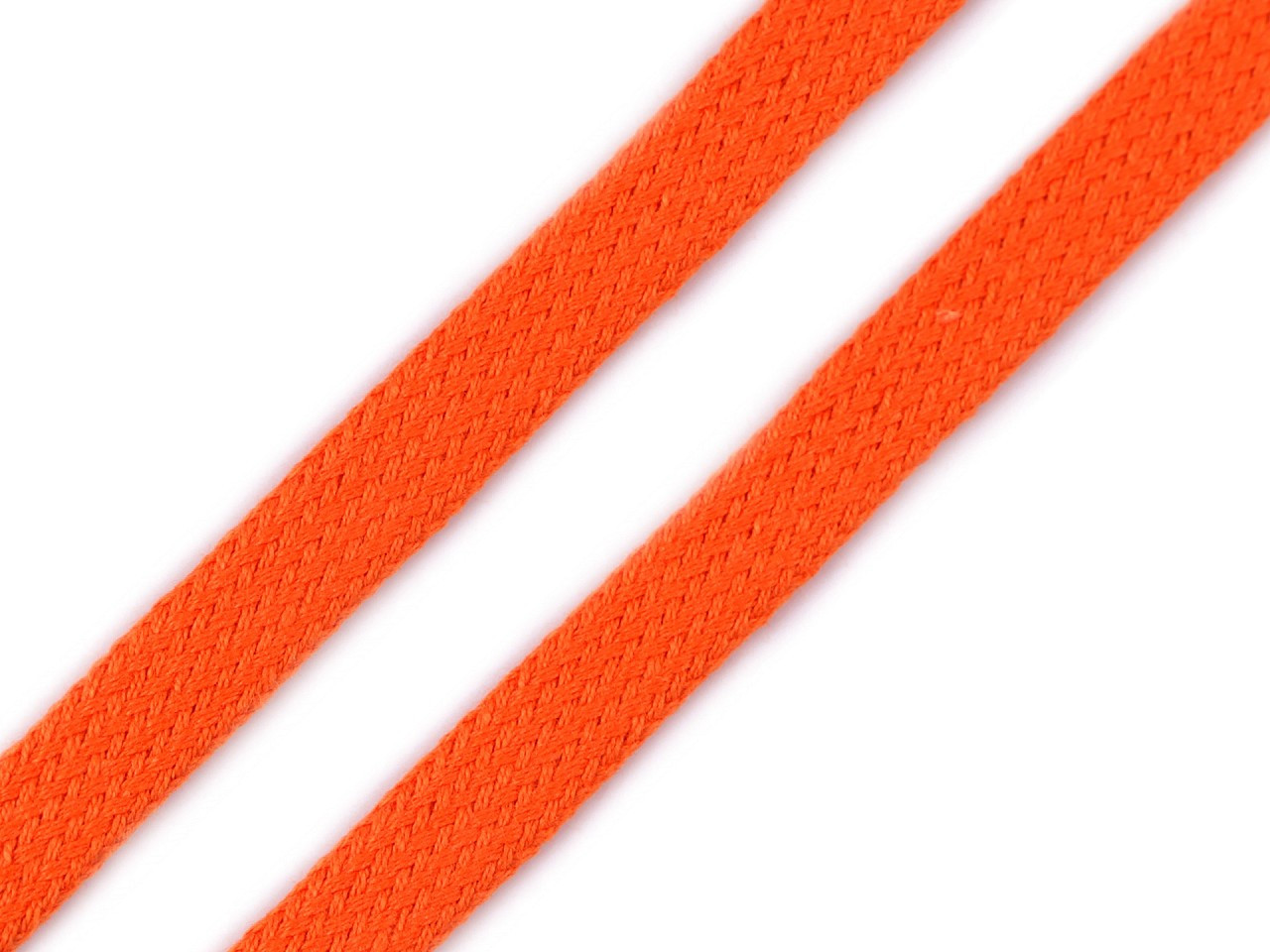 Bavlněná šňůra plochá / dutinka šíře 12 mm, barva 4302 oranžová