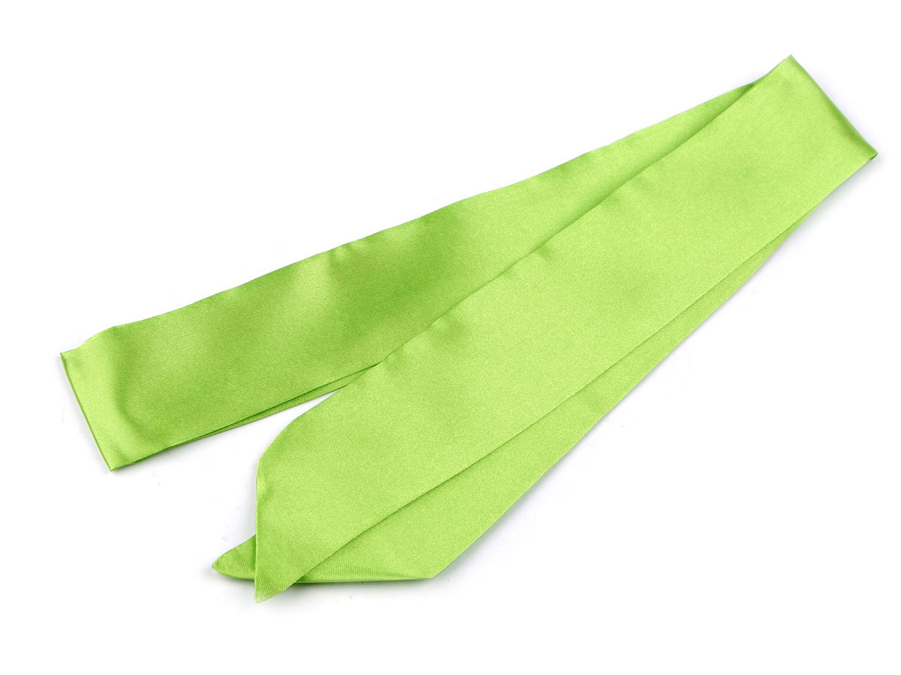 Šátek úzký do vlasů, na krk, na kabelku jednobarevný, s květy, barva 6 zelená sv.
