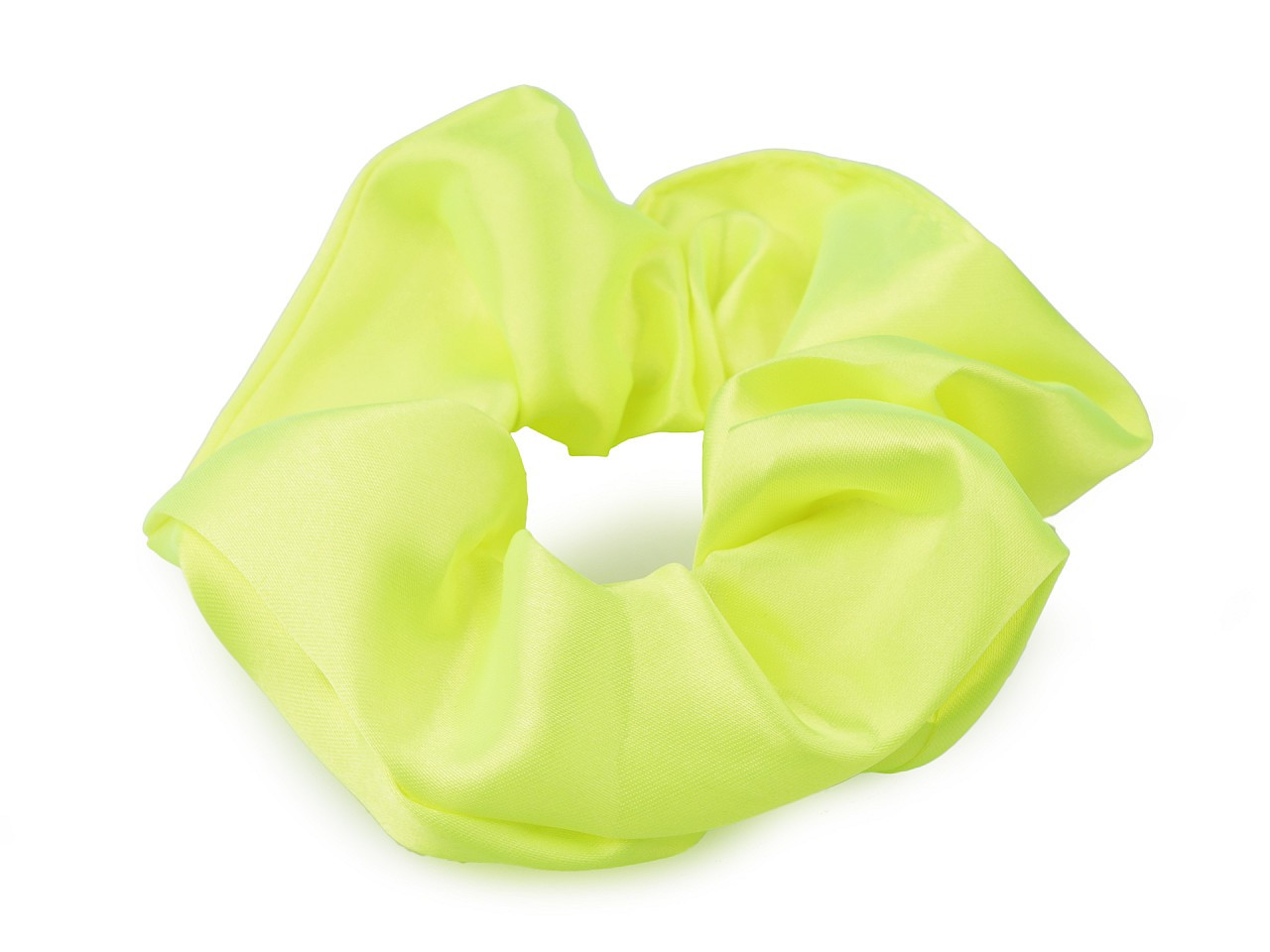Saténová scrunchie gumička do vlasů, barva 58 zelená sv. neon