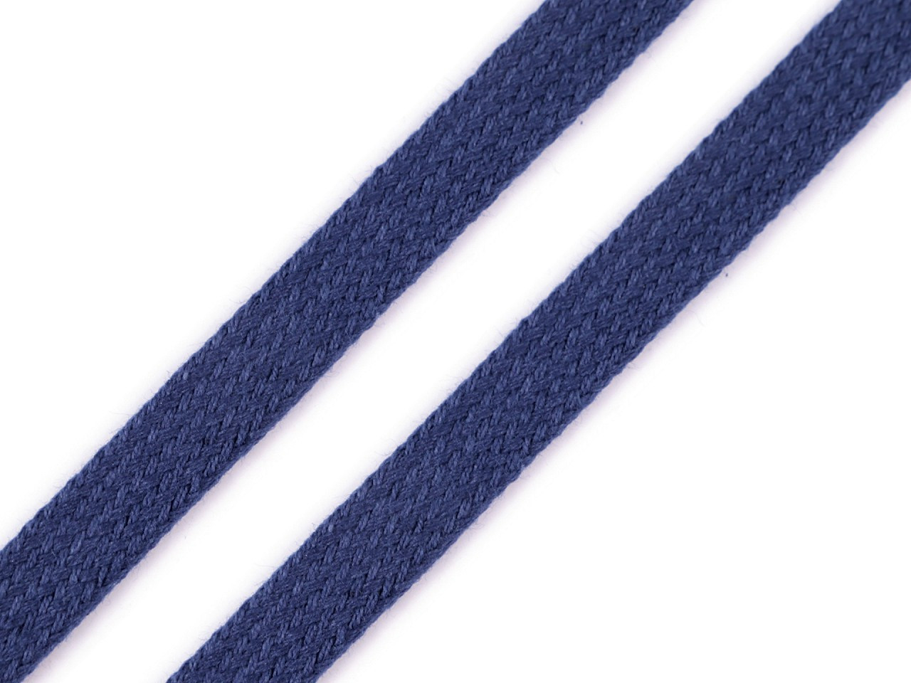 Bavlněná šňůra plochá / dutinka šíře 12 mm, barva 7705 modrá tmavá