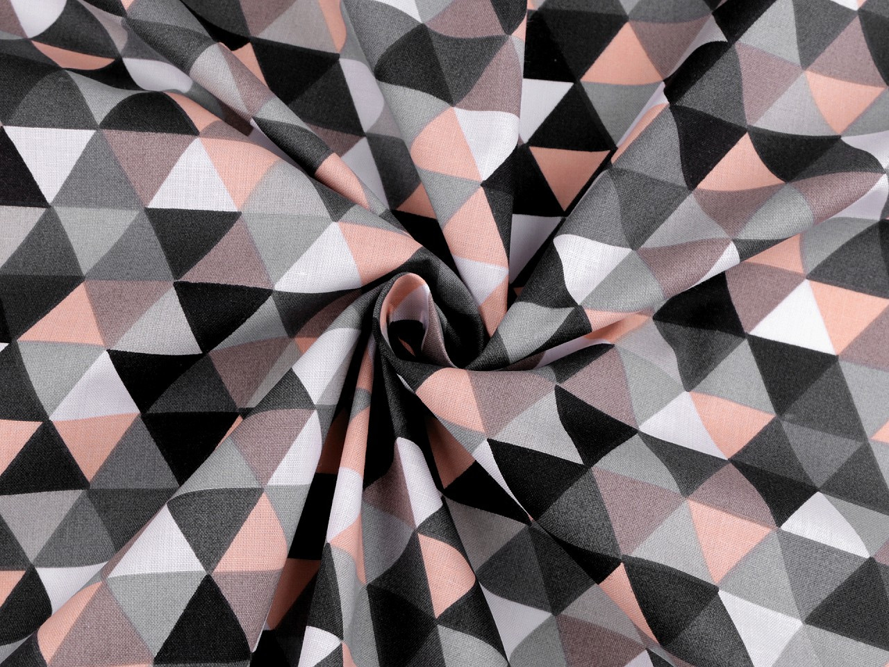 Bavlněná látka / plátno trojúhelníky, barva 1 (437) pudrová šedá