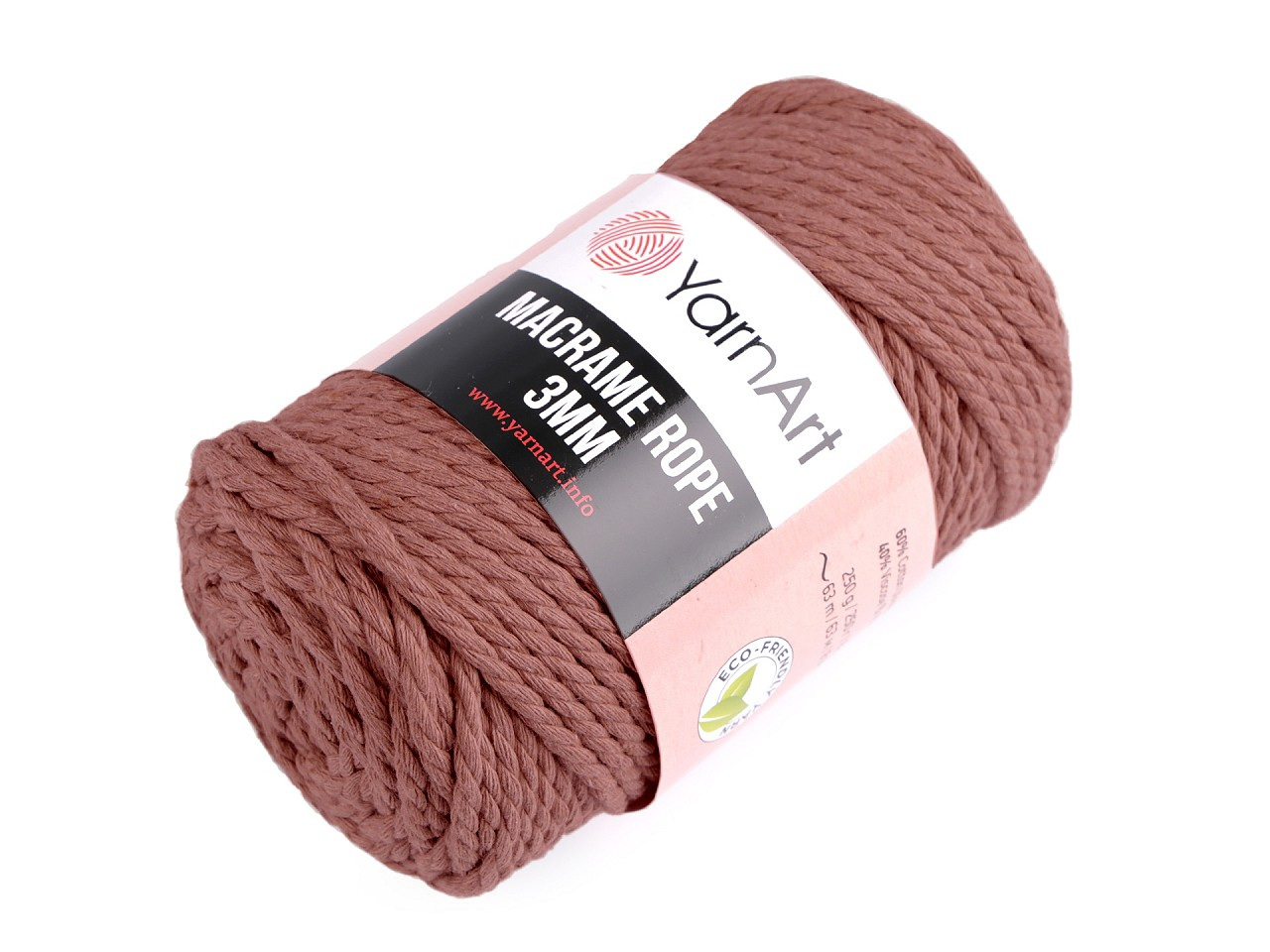 Pletací příze Macrame Rope 3 mm 250 g, barva 7 (792) starorůžová