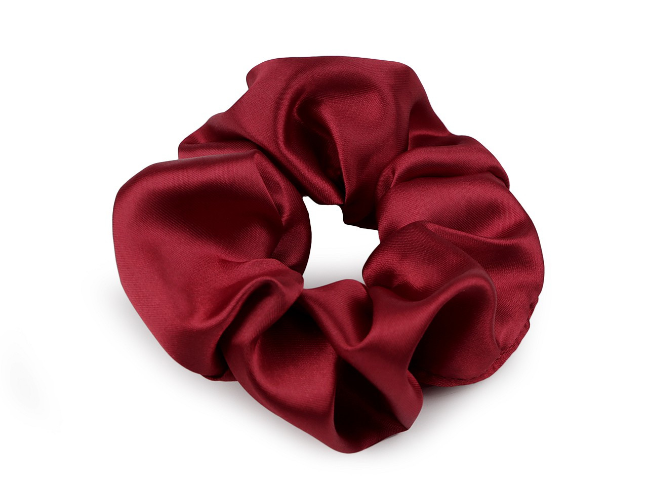 Saténová scrunchie gumička do vlasů, barva 48 bordó sv.