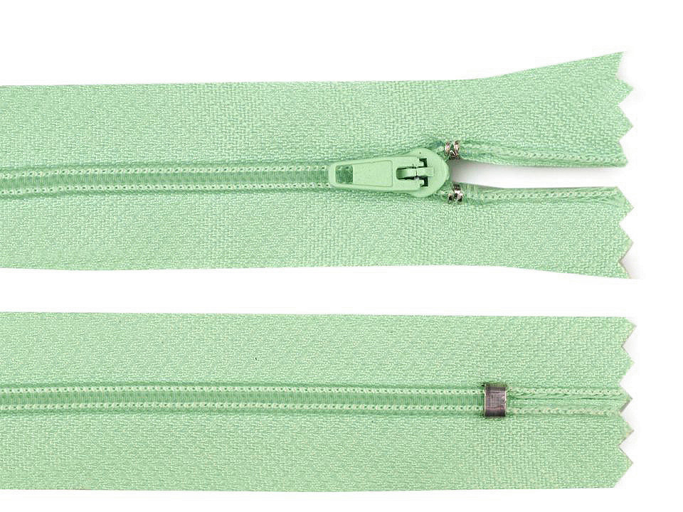 Spirálový zip šíře 3 mm délka 18 cm pinlock, barva 199 mint tmavá