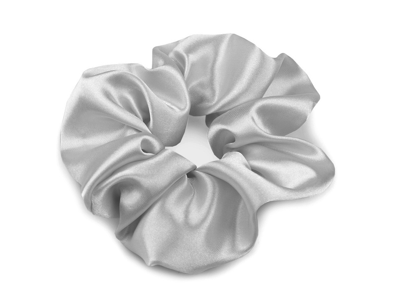 Saténová scrunchie gumička do vlasů, barva 36 šedá holubí