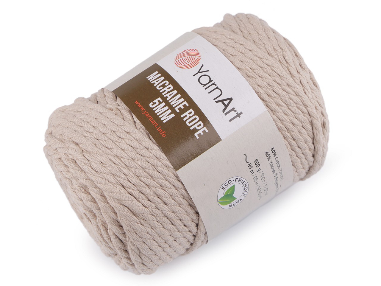 Pletací příze Macrame Rope 5 mm 500 g, barva 14 (753/109) režná