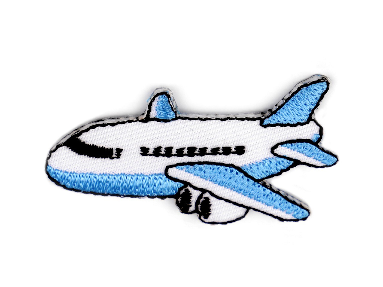 Nažehlovačka dopravní prostředky, barva 2 modrá světlá letadlo