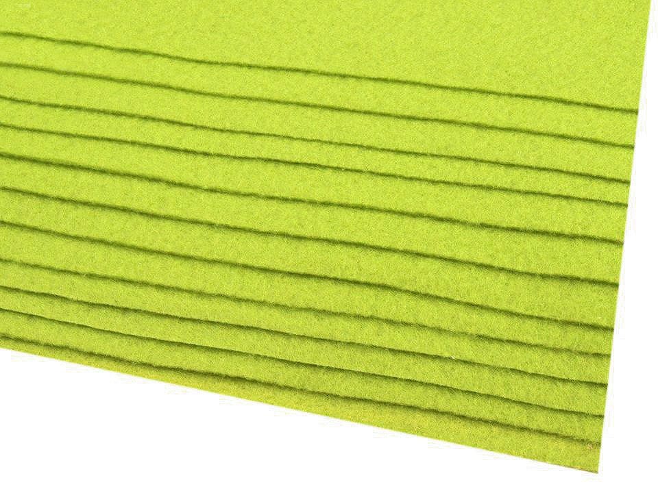 Látková dekorativní plsť / filc 20x30 cm, barva 47 (F18) zelená limetková