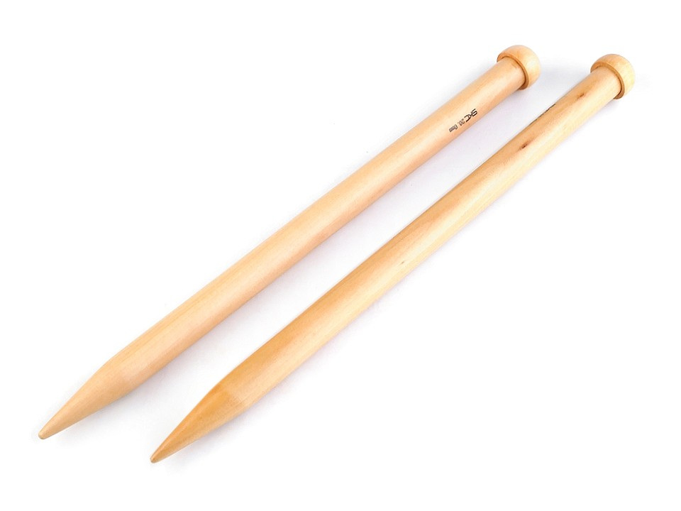 Rovné jehlice č. 20 dřevěné, barva bambus světlý