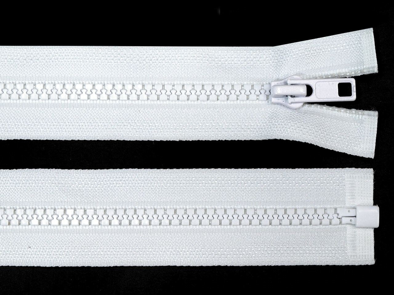 Kostěný zip šíře 5 mm délka 45 cm bundový, barva 101 bílá