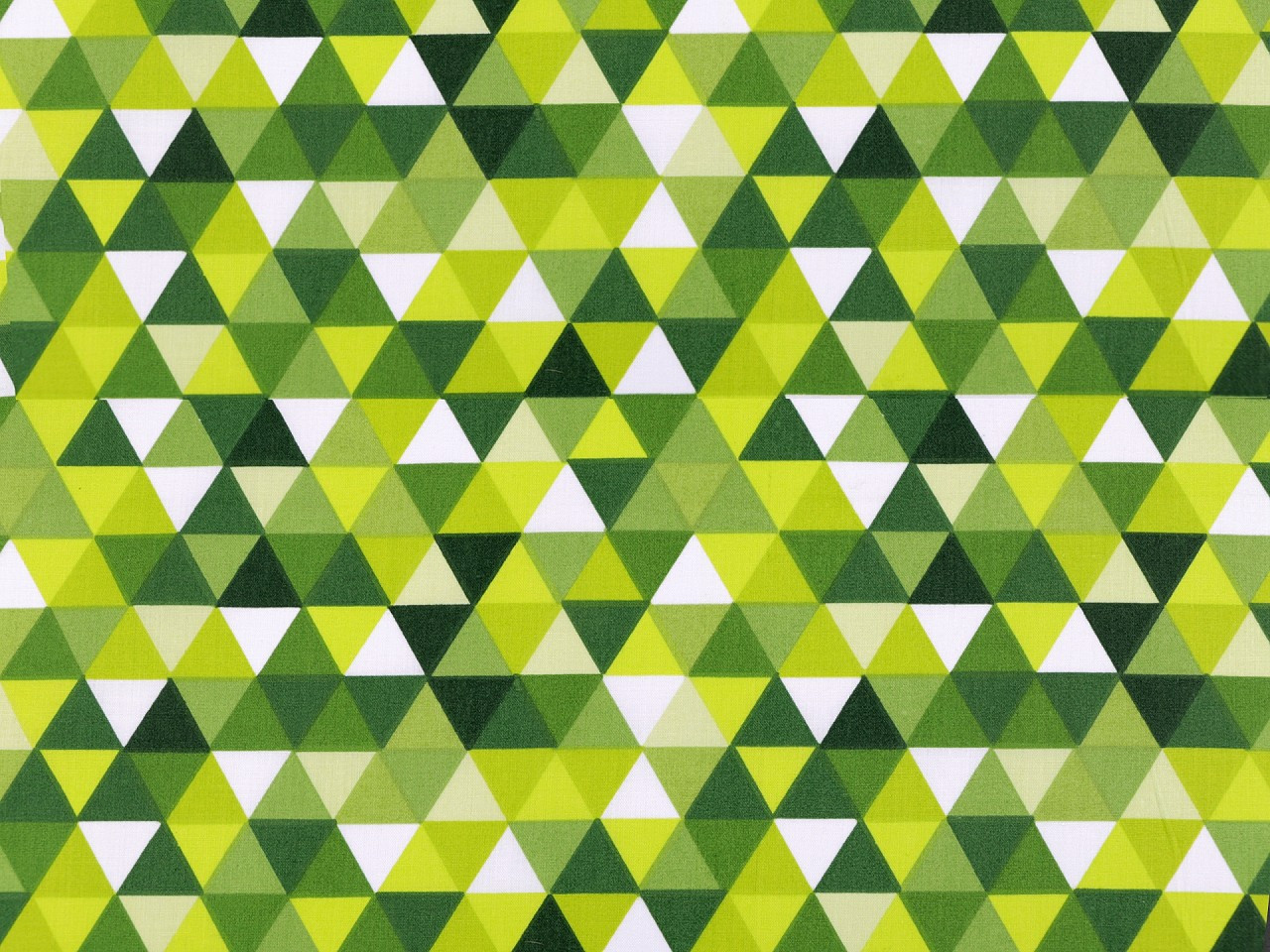 Bavlněná látka / plátno trojúhelníky, barva 3 (126) zelená sv.