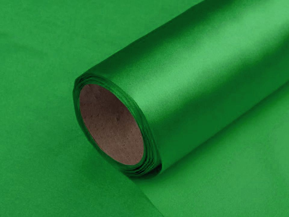 Satén jednostranný / stuha šíře 14 cm, barva 19 zelená pastelová