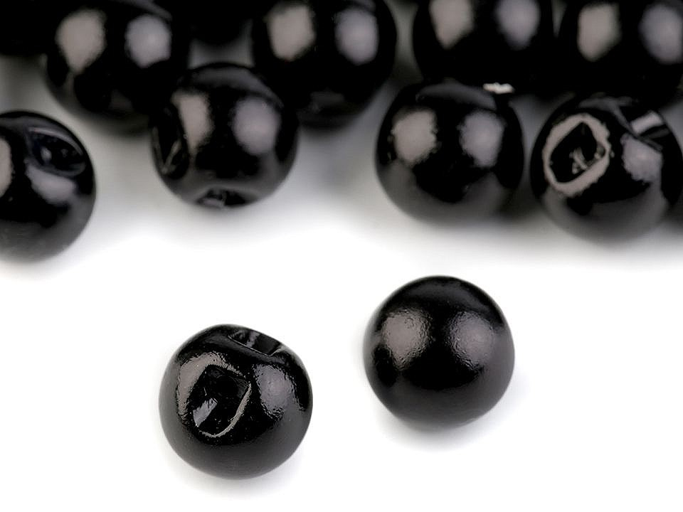 Perla k našití / knoflík Ø10 mm, barva 3 černá