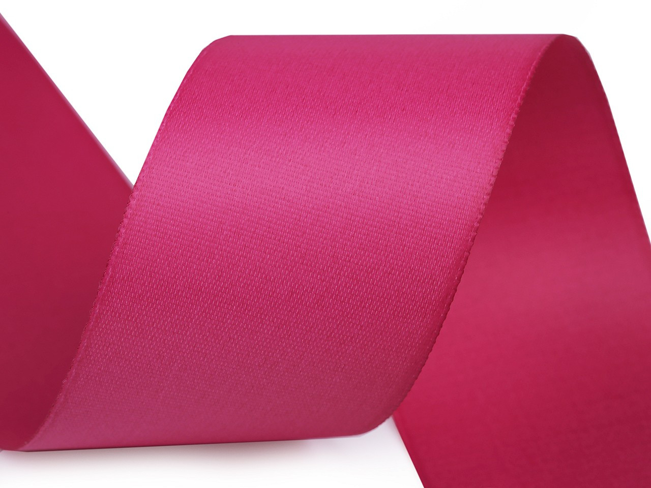 Atlasová hedvábná stuha oboulící šíře 40 mm matná, barva 634 růžová malinová
