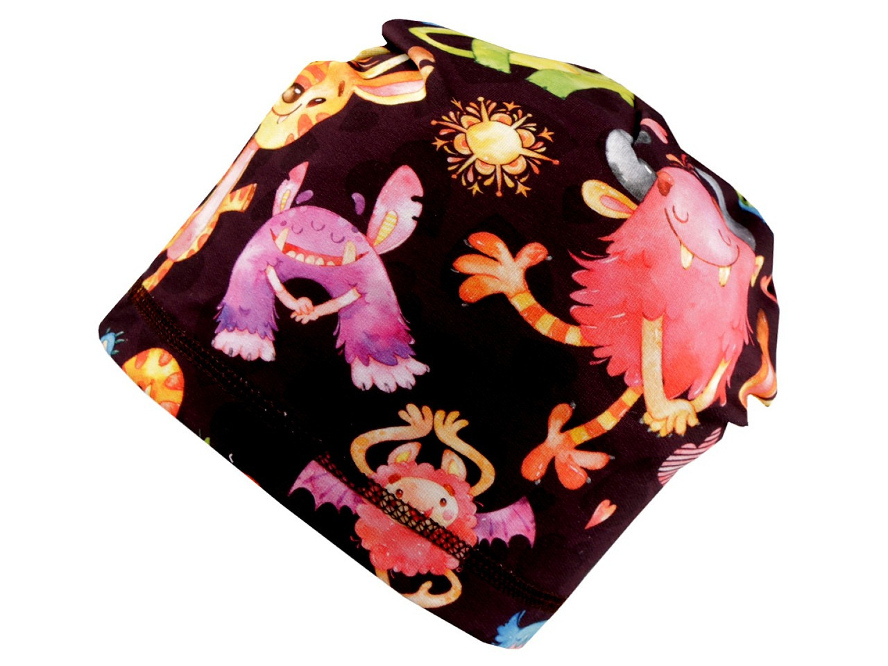 Dětská bavlněná čepice na jaro a podzim, barva 10 fialová temná příšerky